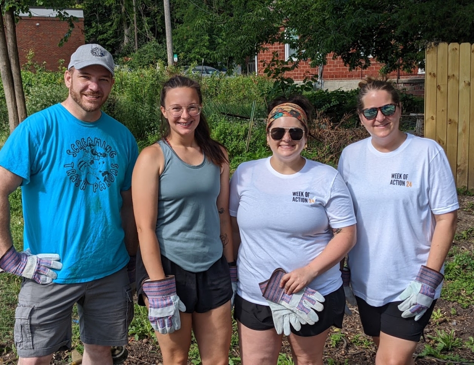 Four team members help with United Way Week of Action