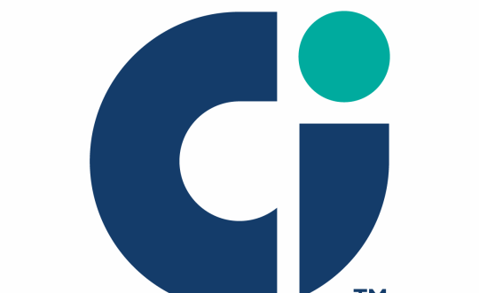 New Columbia Insurance logo. It is a blue Ci with a mint green dot for the i.
