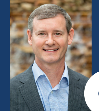 Photo of Matthew Burnett along with a blue background and the Columbia logo.