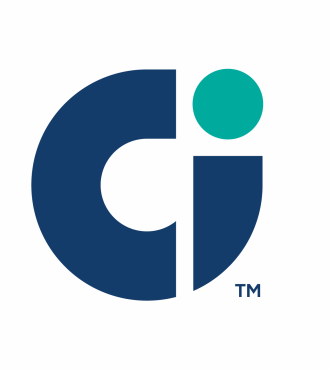 New Columbia Insurance logo. It is a blue Ci with a mint green dot for the i.